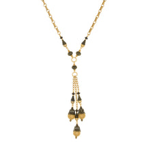 Load image into Gallery viewer, Tamar - Two Tone Multi Drop Y Drop Necklace in Antique Gold and Burnished Brass