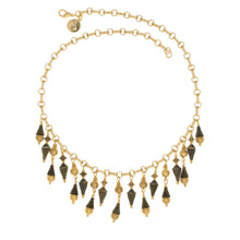 Load image into Gallery viewer,  Tamar - Two-Tone Multi Drop Short Necklace in Gold and Burnt Bronze Finishes.