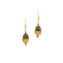 Load image into Gallery viewer, Tamar - Two Tone French Wire Drop Earrings in antique Gold and Burnished Bronze  Edit alt text