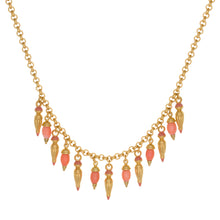 Load image into Gallery viewer, Urartu - Muti Drop Short Necklace in 24K Gold Plate and Natural Corals in Salmon Pink