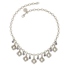 Load image into Gallery viewer, Everlasting Love - Multi-Drop Short Necklace in Bohemian Crystals in Diamond and Tanzanite Colors.