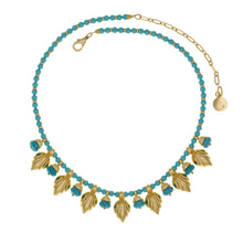 Load image into Gallery viewer, Urartu - Gold and Turquoise Beaded Collar Necklace. Made in the USA