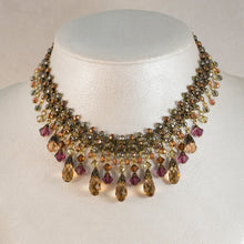Load image into Gallery viewer, All That Jazz - Crystal Multi Drop Collar Necklace in  Chamagne, Topaz, Amethyst and Olivine