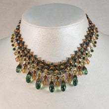 Load image into Gallery viewer, All That Jazz - Crystal Multi Drop Collar Necklace in Erinite, Champagne and Topaz