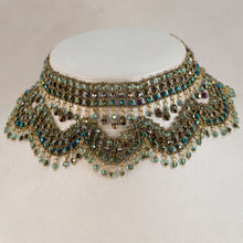 Load image into Gallery viewer, All That Jazz -  Beaded Handmade Statement Choker Necklace in Peacock Greens