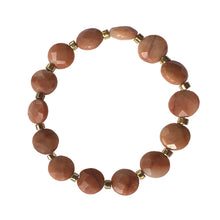 Load image into Gallery viewer, Urban Boho - Jada Stretch Bracelet is designed with faceted Peach Aventurine and accented with 24K Gold plated beads | Manukyan Design Studio
