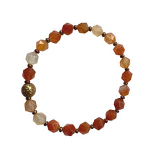 Load image into Gallery viewer, Urban Boho - Auburn Stretch Bracelet is designed with faceted Red Agate and accented with 24K Gold plated bead | Manukyan Design Studio
