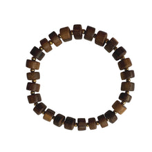 Load image into Gallery viewer, Urban Boho - Aspen Stretch Bracelet is designed with tubular beads made of natural wood in Cinnamon color, and accented with 24K Golds beads | Manukyan Design Studio
