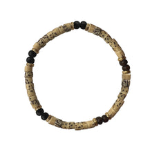 Load image into Gallery viewer, Urban Boho - Audry Stretch Bracelet is designed with natural Bone, natural Brown Wood, and 24K Gold plated beads | Manukyan Design Studio
