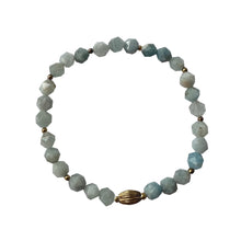 Load image into Gallery viewer, Urban Boho - Stretch Bracelet is designed with faceted natural Aquamarine beads, and accented with 24K Gold beads | Manukyan Design Studio
