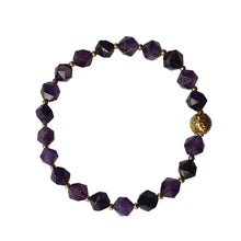 Load image into Gallery viewer, Urban Boho - Adelaide Stretch Bracelet is designed with faceted Amethyst beads accented with 24K Gold plated beads | Manukyan Design Studio
