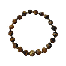 Load image into Gallery viewer, Urban Boho - Valeria Stretch Bracelet is designed with faceted Tiger Eye beads, accented with 24K Gold plated bead | Manukyan Design Studio
