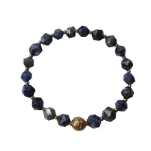 Load image into Gallery viewer, Urban Boho - Nyla Stretch Bracelet is designed with faceted Sodalite, accented with 24K Gold plated beads | Manukyan Design Studio
