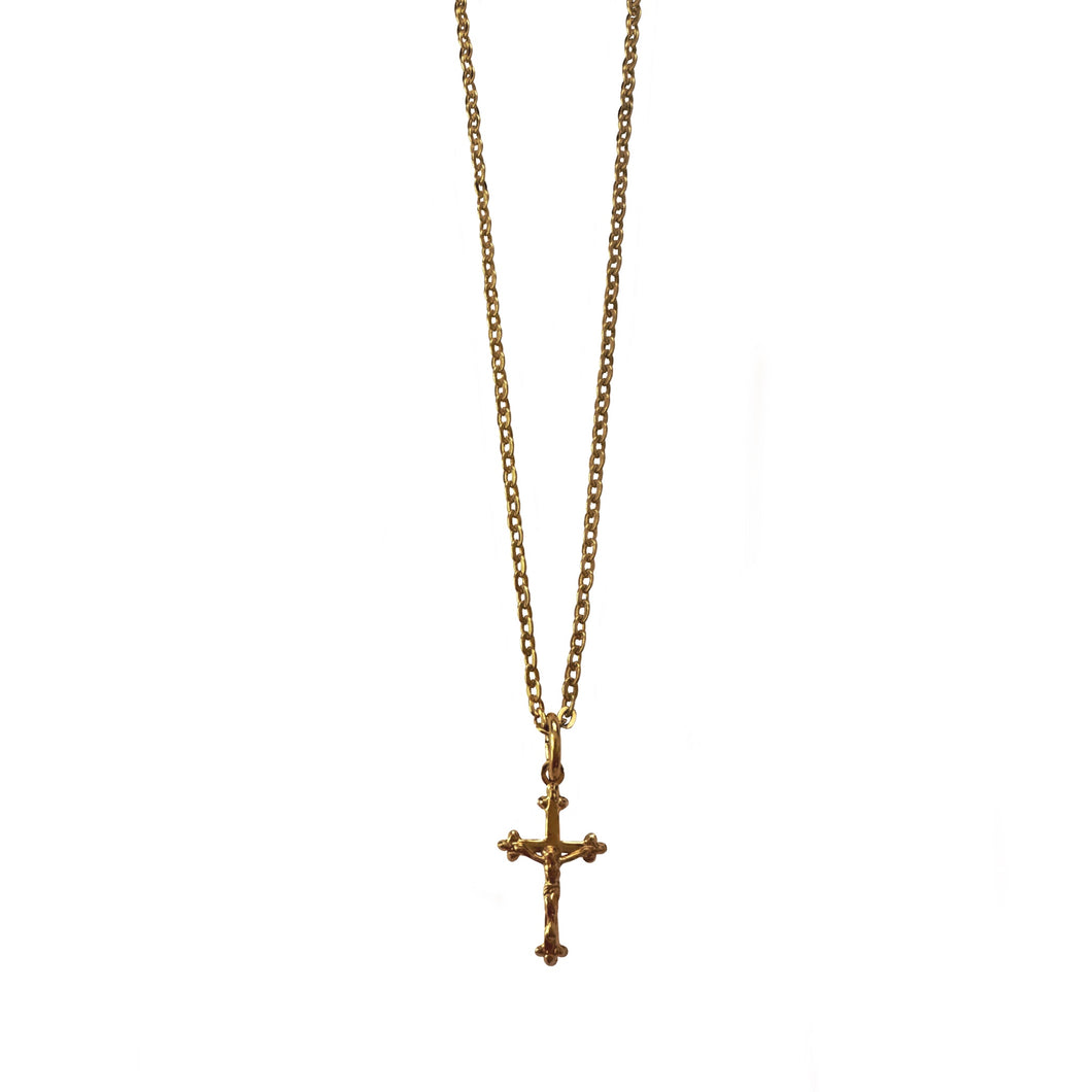 Providence - Crucifix Short Necklace is trendy Christian jewelry hand carved petite crucifix is suspended from a 17