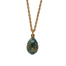 Load image into Gallery viewer, Imperial Treasures - Astrid Egg Long Necklace  in Gold Plate and Translucent Enamel in Emerald Color.
