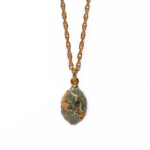 Load image into Gallery viewer, Imperial Treasures - Butterfly Egg Long Necklace in Gold Plate and Pistachio Green Translucent Enamel.
