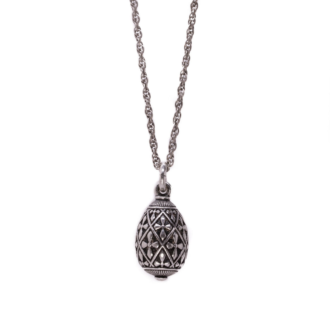 Imperial Treasures - Devotion Egg Medium Necklace in Oxidized Silver.