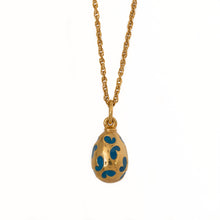 Load image into Gallery viewer, Imperial Treasures - Farfalla Small Egg Necklace in Gold Plate and Blue Butterfly Designs.
