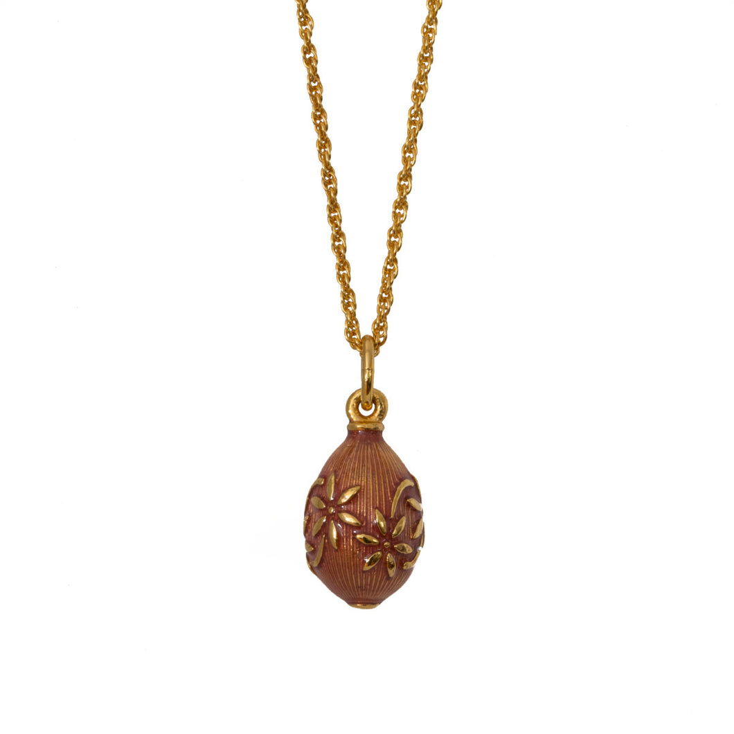 Imperial Treasures - Astrid Small Egg Necklace in Gold and Hand Enameled in  Translucent Blush Rose Color.
