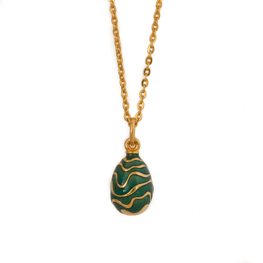 Imperial Treasures - Emerald Tide Small Egg Necklace in Bright Emerald  Enamel.