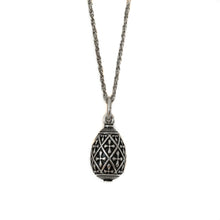Load image into Gallery viewer, Imperial Treasures - Devotion Small Egg Necklace in Oxidized Silver Finish.
