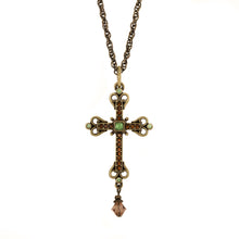 Load image into Gallery viewer, Agape - Medium cross necklace with Bohemian  colored crystals. designed by Manukyan Design Studio
