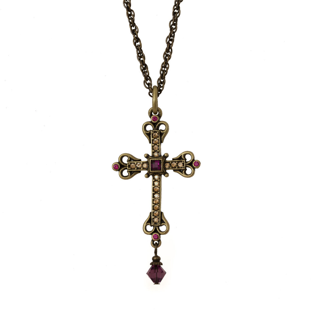 Agape - St. Sandukht Cross Necklace in Burnt Bronze finish and Bohemian Colored Chrystals | Manukyan Design Studio