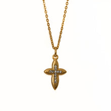 Load image into Gallery viewer, Agape - St. Hripsime Small Short Necklace, 24K Gold Plate with Bohemian Crystal Pave.
