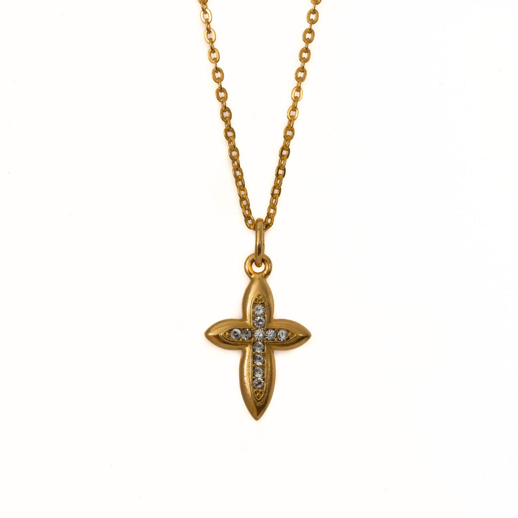 Agape - St. Hripsime Small Short Necklace, 24K Gold Plate with Bohemian Crystal Pave.