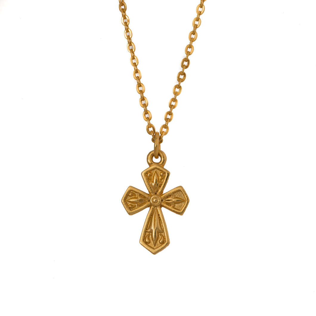 Agape - St. Varvara Cross Necklace in Gold Plate