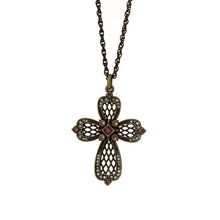 Load image into Gallery viewer, Agape - Queen Keran Cross Necklace in Burnt Bronze and Bohemian Colored Crystals
