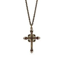 Load image into Gallery viewer, Agape - Mother Teresa Cross Necklace in Burnt Bronze and Bohemian Colored Chrystals.
