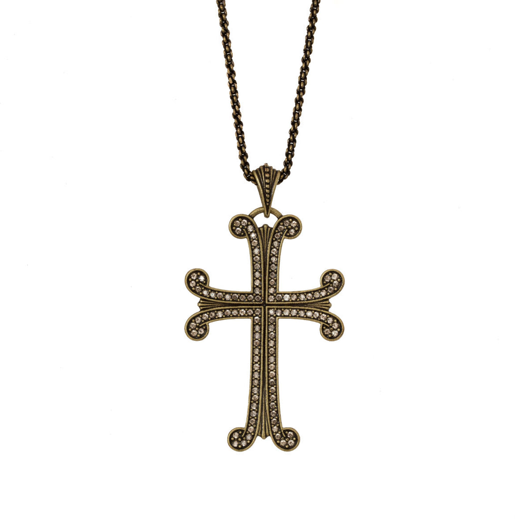 Agape - Queen Kadranide Cross Necklace with Bohemian Crystal Pave.