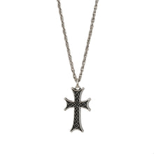 Load image into Gallery viewer, Agape - St. Parthenius Medium Cross Necklace in Oxidized Silver Finish.
