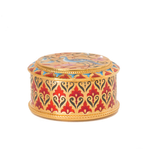 Agape - Bird of Paradise Keepsake Box is a collectible item and it's designed to house a memento and to inspire. Side wall of the box is decorated with stylized floral design and the lid has a bird surrounded by botanical ornamentations. The box is hand painted with enamel using multiple colors. Inscription inside the box reads 