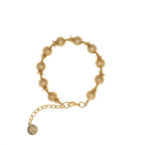 Golden Pomegranates - Beaded Bracelet in Gold Plate