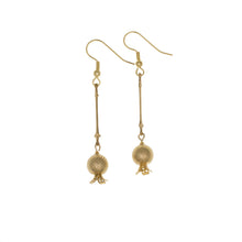 Load image into Gallery viewer, Golden Pomegranates - French Wire Long Drop Earrings, Gold Plated
