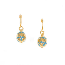 Load image into Gallery viewer, Cilicia - Bead Drop Wire/Clip Earrings in Gold Plate and Turquoise Enamel.
