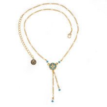 Load image into Gallery viewer, Cilicia - Double Tail Gold Plate and Turquoise Enamel Necklace.
