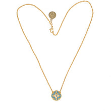 Load image into Gallery viewer, Cilicia - Slider Pendant Necklace in Gold Plate and Turquoise Enamel.
