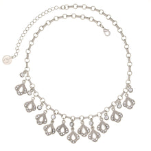 Load image into Gallery viewer, Everlasting Love - Multi Drop Short Necklace in mat platinum finish with Bohemian crystals in diamond color. Adjustable length 16&quot; to 19&quot;.
