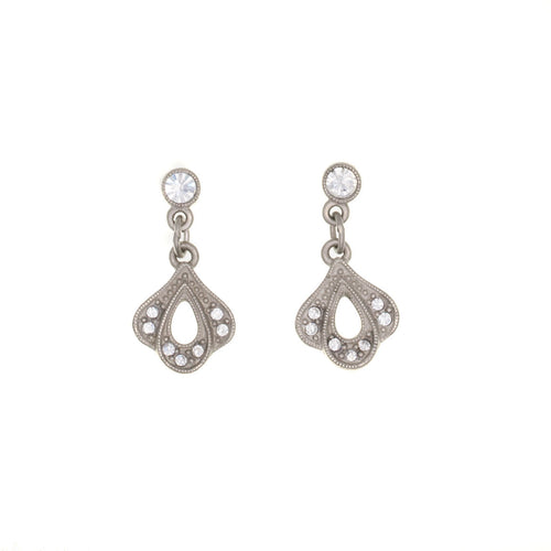 Everlasting  Love - Drop Post  Earrings in mat platinum finish with Bohemian crystals in diamond color.