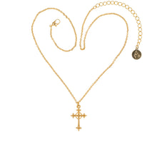 Load image into Gallery viewer, Agape - St. Nune Small Cross Necklace in 24K Gold Plate. 
