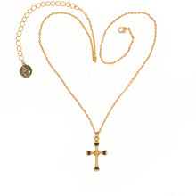 Load image into Gallery viewer, Agape - St. Peprone Cross Short Necklace in Gold Plate and Enamel. Adjustable Length 17&quot; to 20&quot;.
