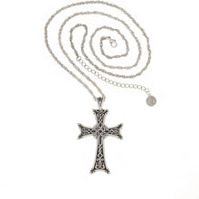 Load image into Gallery viewer, Agape - St. Minias of Florence Large Cross Necklace In Oxidized Silver Finish. Adjustable Length 30&quot; to 33&quot;.

