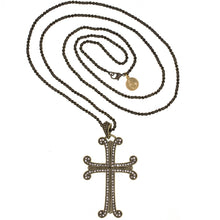 Load image into Gallery viewer, Agape - Queen Kadranide Cross Necklace with Bohemian Crystal Pave. Length 36&quot;.

