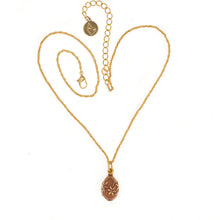 Load image into Gallery viewer, Imperial Treasures - Astrid Small Egg Necklace in Gold and Hand Enameled in Translucent Blush Rose Color. Adjustable Length 16&quot; to 19&quot;.
