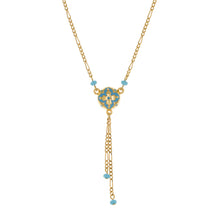 Load image into Gallery viewer, Cilicia - Double Tail Gold Plate and Turquoise Enamel Necklace.
