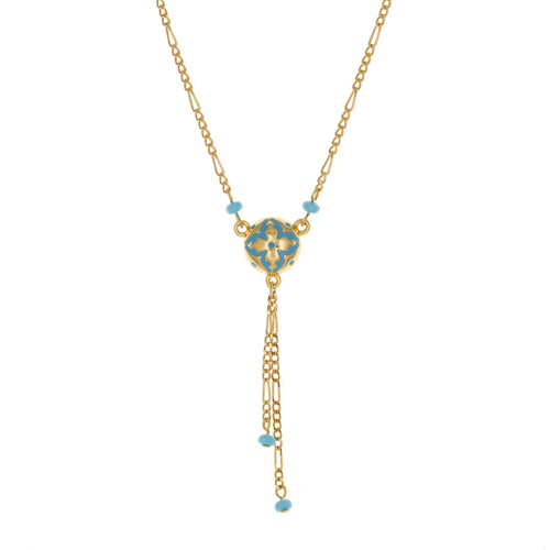 Cilicia - Double Tail Gold Plate and Turquoise Enamel Necklace.