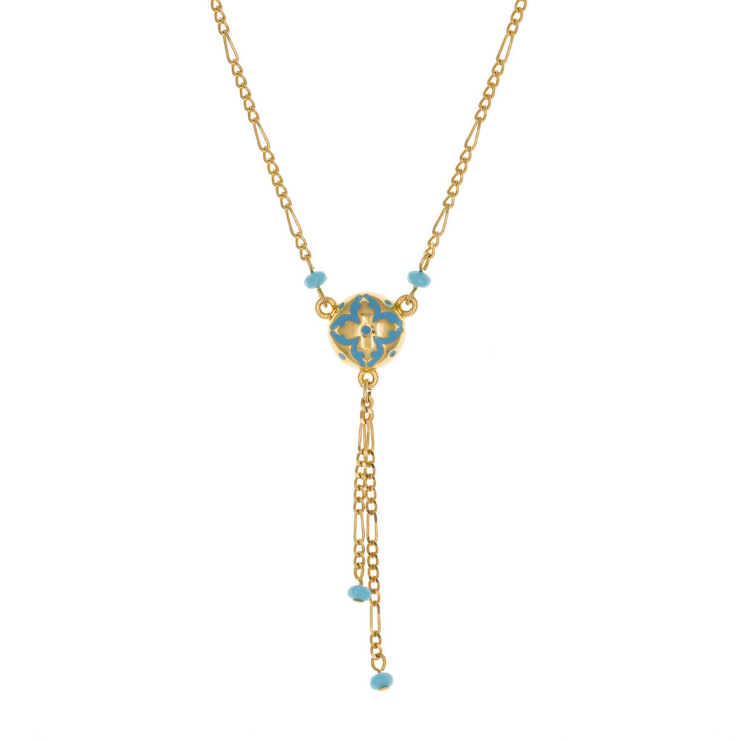 Cilicia - Double Tail Gold Plate and Turquoise Enamel Necklace.